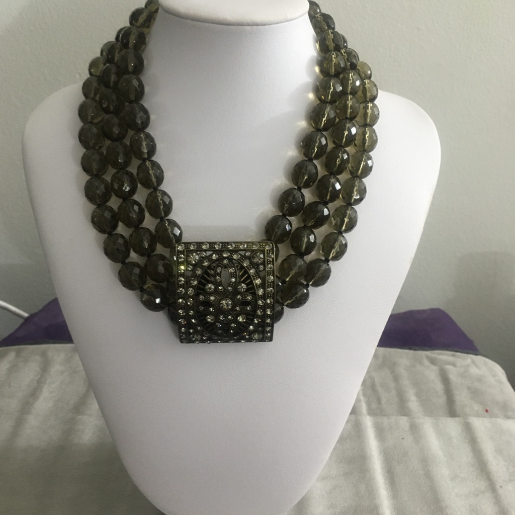 Heidi Daus Black Diamond Crystals Smoky Necklace 175$